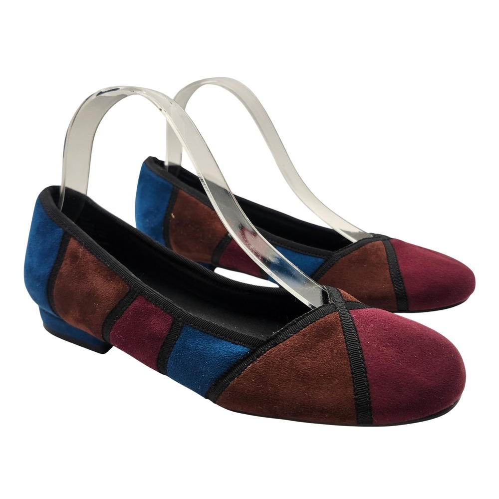 Beacon Shoes Patchwork Suede Flats Women's 8M Colorblock Ballet Loafers